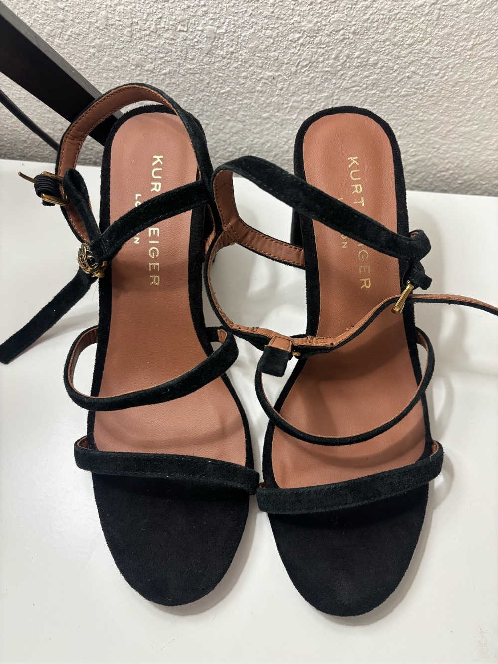 Kurt Geiger Black Suede Strappy Heeled Sandals